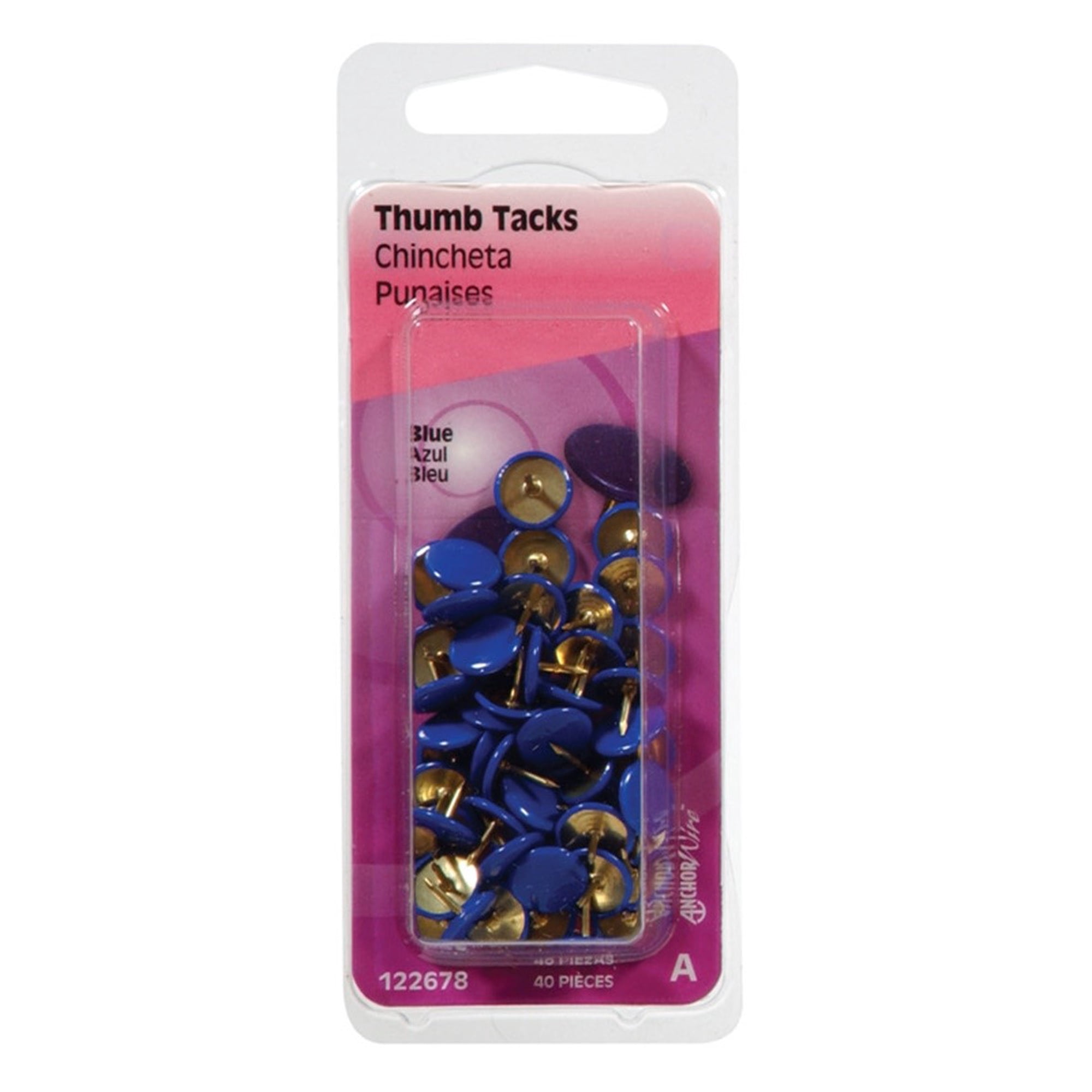 Hillman Blue Push Pins 40 pk