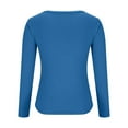 thumbnail image 6 of ZHYou No Boundaries Womens Shirts Ribbed Knit Scoop Neck Long Sleeve Tops Stretchy Slim Fit Basic Tees,Blue,Size 3XL, 6 of 7