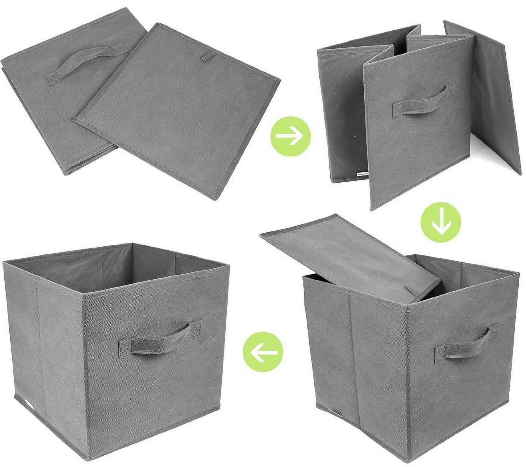 Greenco Foldable Fabric Storage Cubes Non-Woven Fabric | Gray Cube Storage Bins | Shelf Baskets| Gray Fabric Cubes | 6 Pack - image 2 of 5