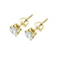 thumbnail image 2 of Boucles d'Oreilles Clous Rondes en Diamant Naturel 1 Ct TW en Or Jaune 14 K avec Fermoirs Vissés, 2 of 2
