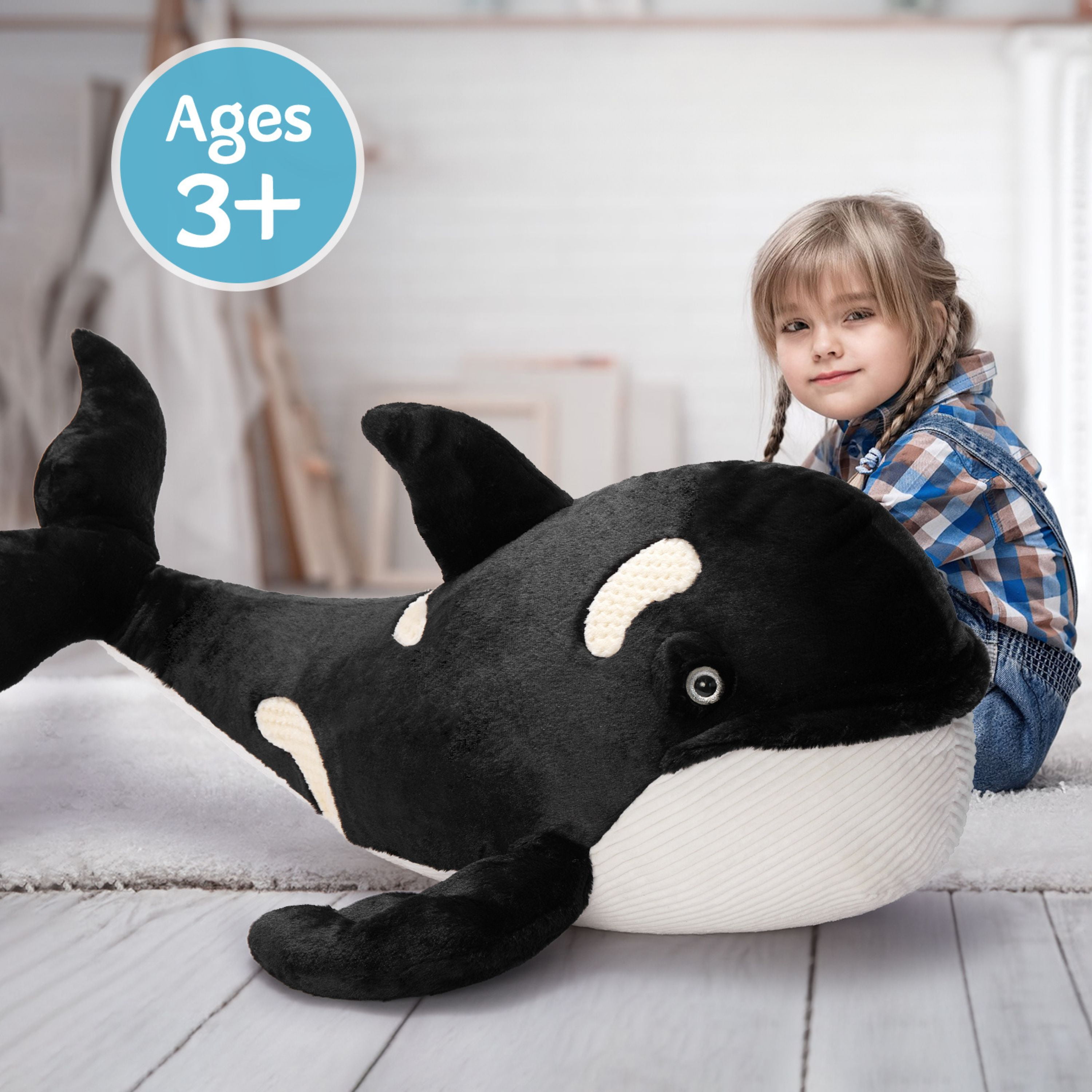 Muiteiur 51.2" Giant Orca Whale Stuffed Animal Plush Killer Whale Toy