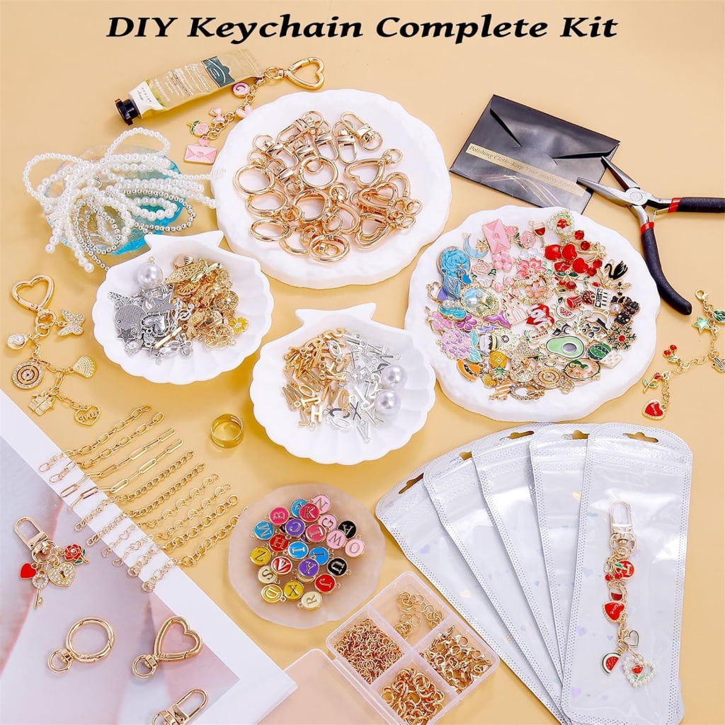 Alloy Keychain Making Set Metallic Keyrings Craft Supplies Alloy Texture Suitable for Gifts and Creative Accessories