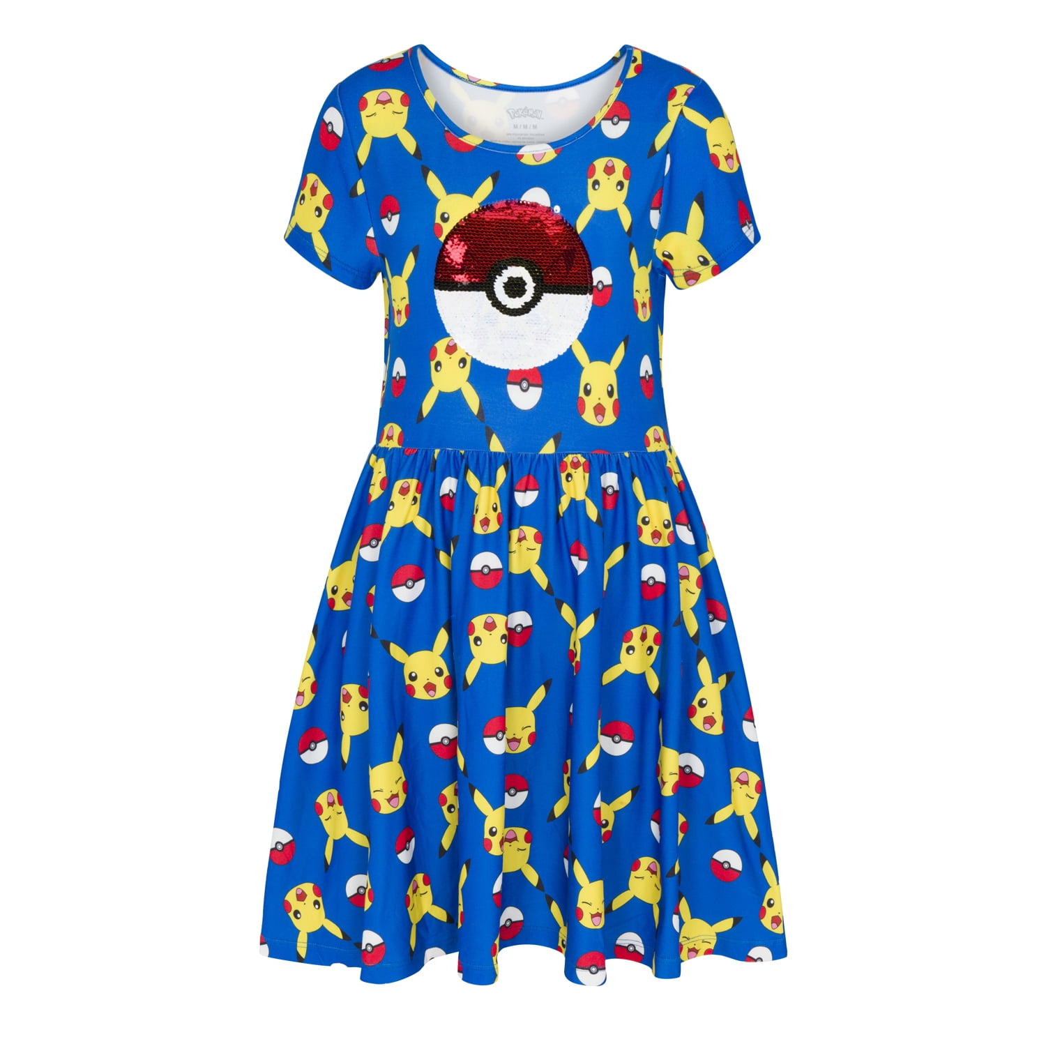 Girl's Pokemon Dress with Pikachu Sequins for Little and Big Girls, XL (14/16) - Walmart.com