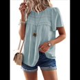 thumbnail image 1 of Blusas de Informales de Corta con Cuello Redondo y Dobladillo de Encaje para Mujer, Estilo Bohemio, de Verano, 2025 Gris Verde M, 1 of 10