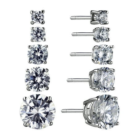 Brilliance Fine Jewelry Simulated Diamond Sterling Silver Round Stud Earring Set