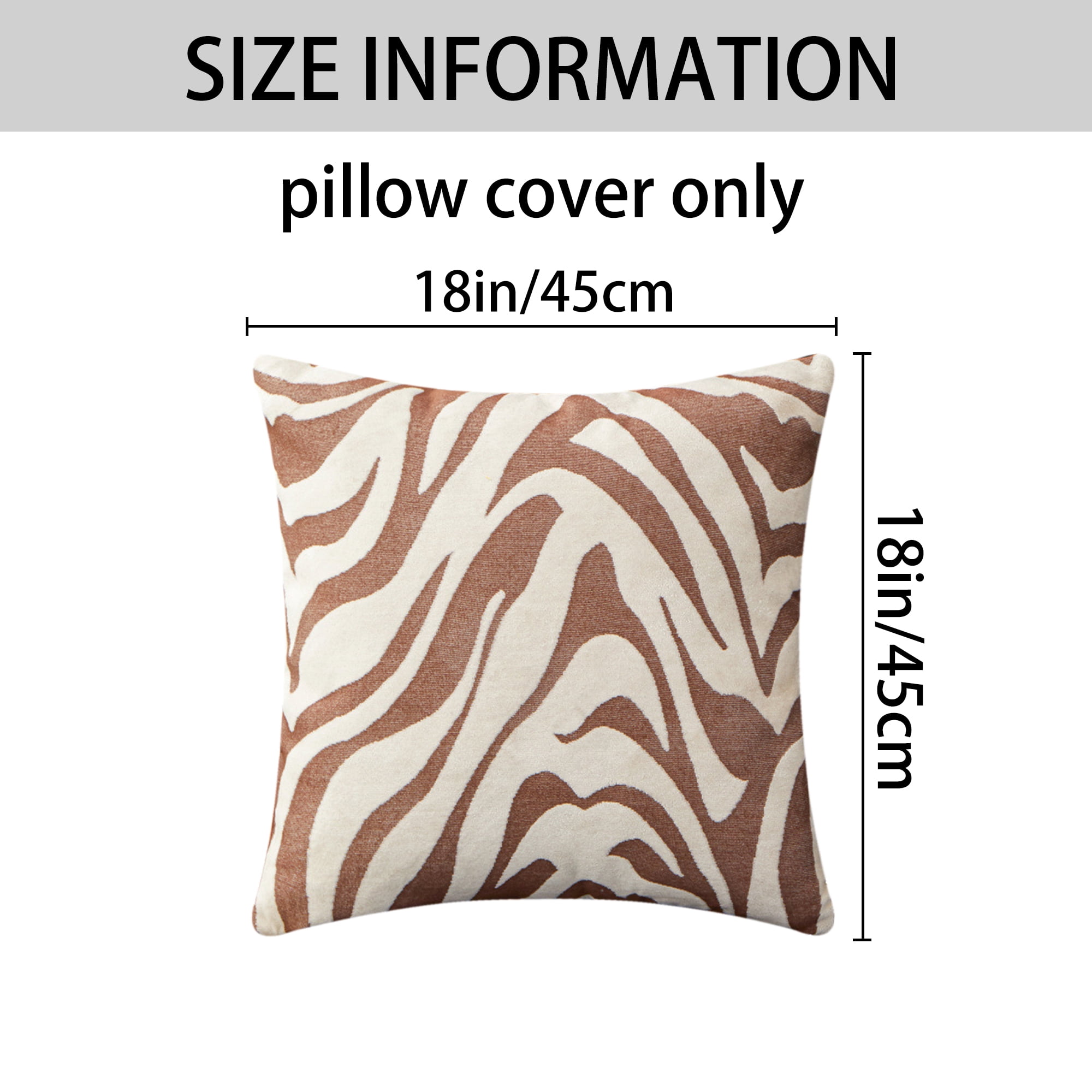 Unique Bargains Throw Pillow Covers Closure Cushion Cover Brown 18" x 18"