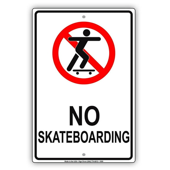 No Skateboarding Allowed With Graphic Restriction Alert Caution Warning Notice Aluminum Metal Sign 8"x12" Plate