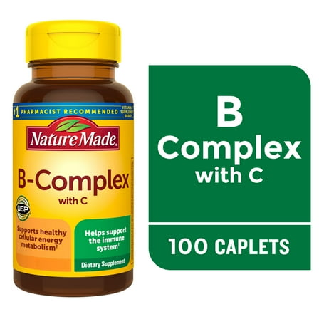 Nature Made B Complex With Vitamin C Caplets, Dietary Supplement, 100 Count