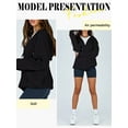 thumbnail image 5 of STARVNC Women Zipper Drawstring Pockets Long Sleeve Waffle Hoodie, 5 of 5