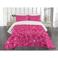 thumbnail image 3 of Ambesonne Hot Pink Quilted Bedspread Set 3 Pcs, Spring Flourish Bloom, Queen Size, Hot Pink White Purple, 3 of 5
