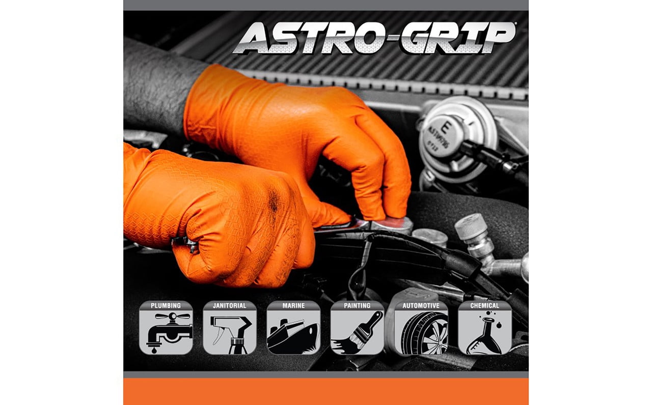 Astro-Grip 66474 Powder-Free Exam Grade Nitrile Disposable Gloves - 7 Mil, Size XL, 100 Gloves/Box, 10 boxes/case