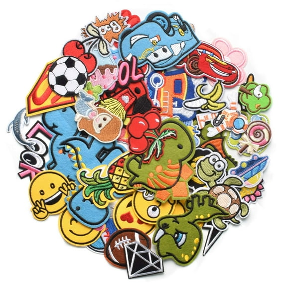 60pcs Random Assorted Styles Embroidered Patches, Bright Vivid Colors, Sew On Iron On Patch Applique For Clothes, Dress, Hat, Jeans, DIY Accessories, DIY Craft Supplies, All