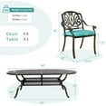 thumbnail image 6 of MEETWARM 9-Piece Outdoor Patio Dining Set, 8 Outdoor Dining Cushioned Chairs and 1 Oval Table with 2.2" Umbrella Hole, All Weather Cast Aluminum Patio Funiture Set for Backyard, Ocean Blue, 6 of 7