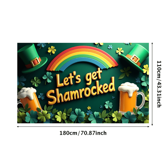 St Patricks Day Decoration Shamrock Beer Mug Green Hat Backdrop Banner Party Supplies Photography Props Festive Celebrations Bar Decor Holiday Fun