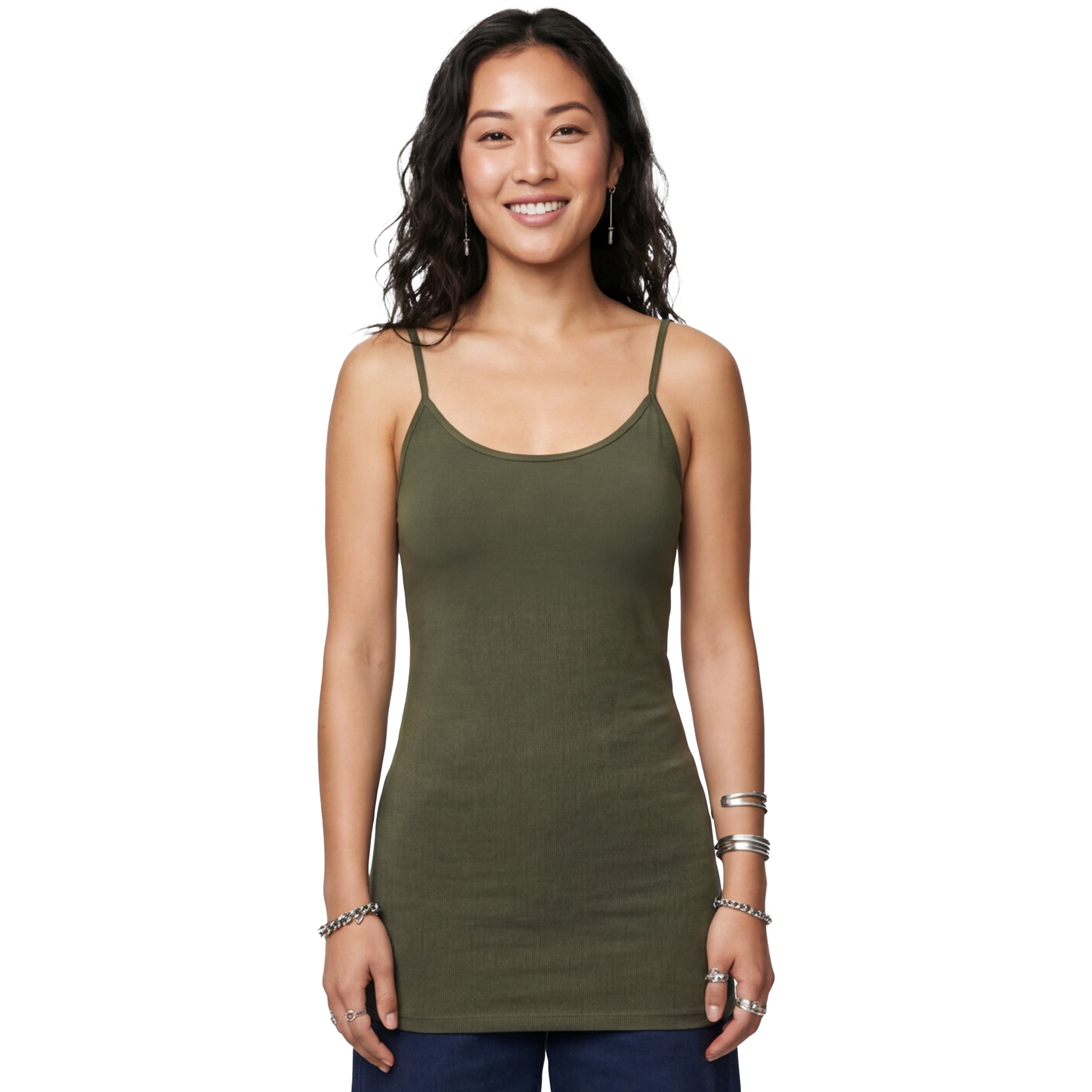 No Boundaries Ribbed Cami Top for Women, Fitted Sleeveless Scoop