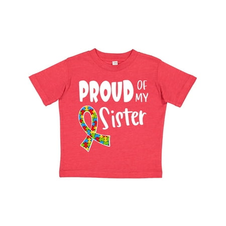 

Inktastic Proud of my Sister Autism Awareness Puzzle Piece Ribbon Gift Toddler Boy or Toddler Girl T-Shirt