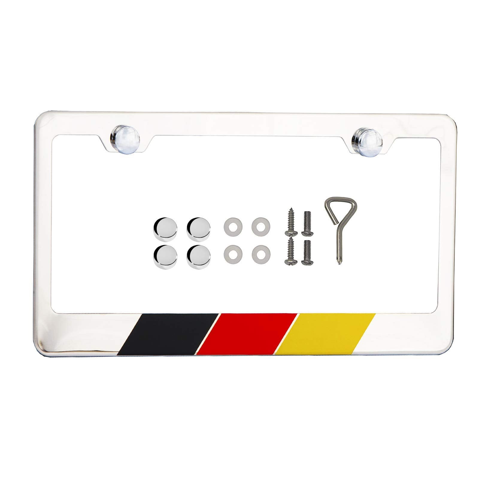 International Tie Germany, German Flag License Plate Frame, Chrome High