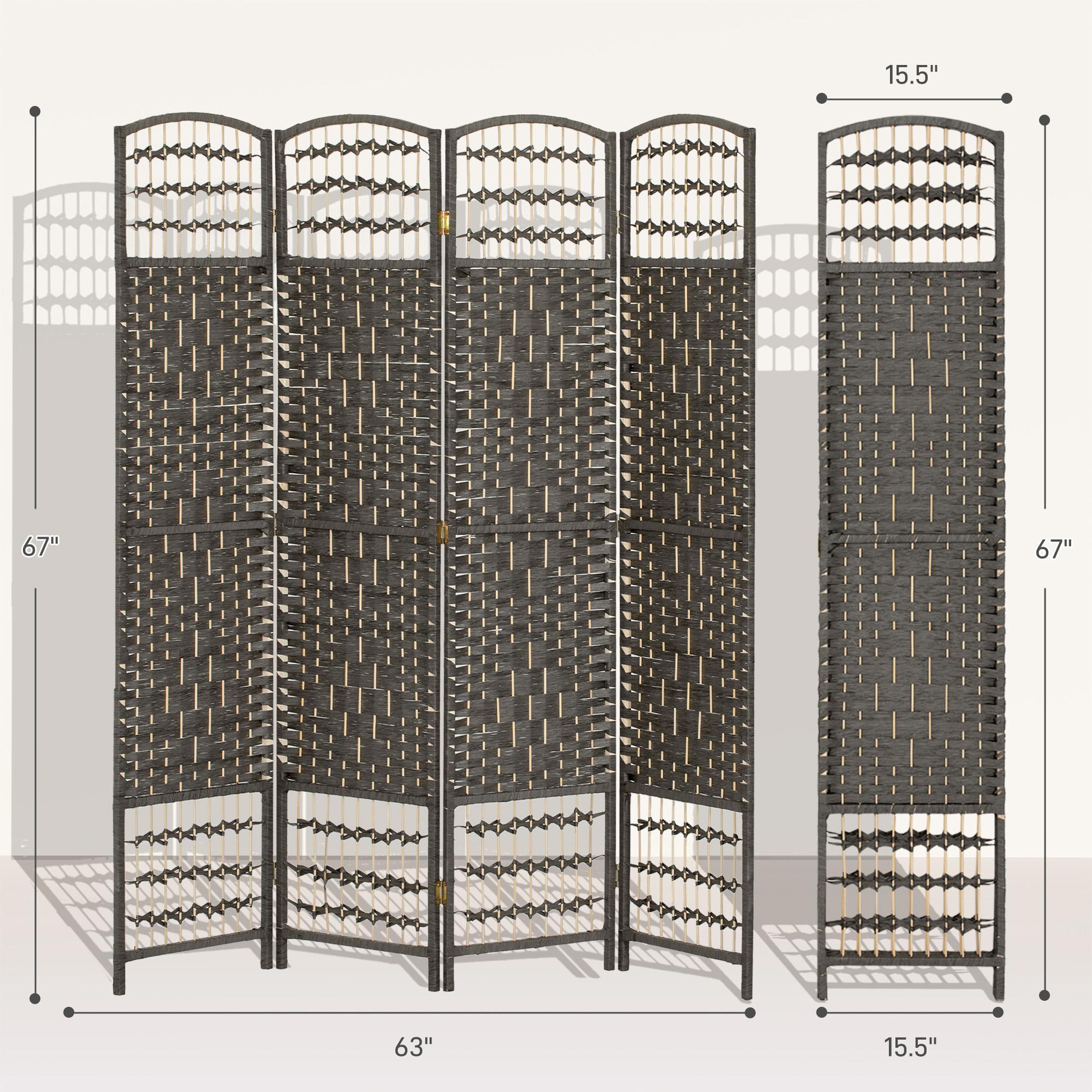 Keepoman Room Divider Panel with 4 Panel Room Divider and Folding Screen, Wall Divider for Home Office, Bedroom, Dark Gray
