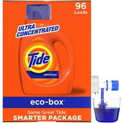 Tide Laundry Detergent Liquid Soap Eco-Box, Ultra Concentrated High Efficiency (He), Original Scent, 96 Loads