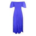thumbnail image 4 of vigerkar Maxi Dresses for Women 2025 Summer Boho Dress Sexy Off The Shoulder Dresses Flowy Long Sundress Vacation Dress Blue, M, 4 of 5