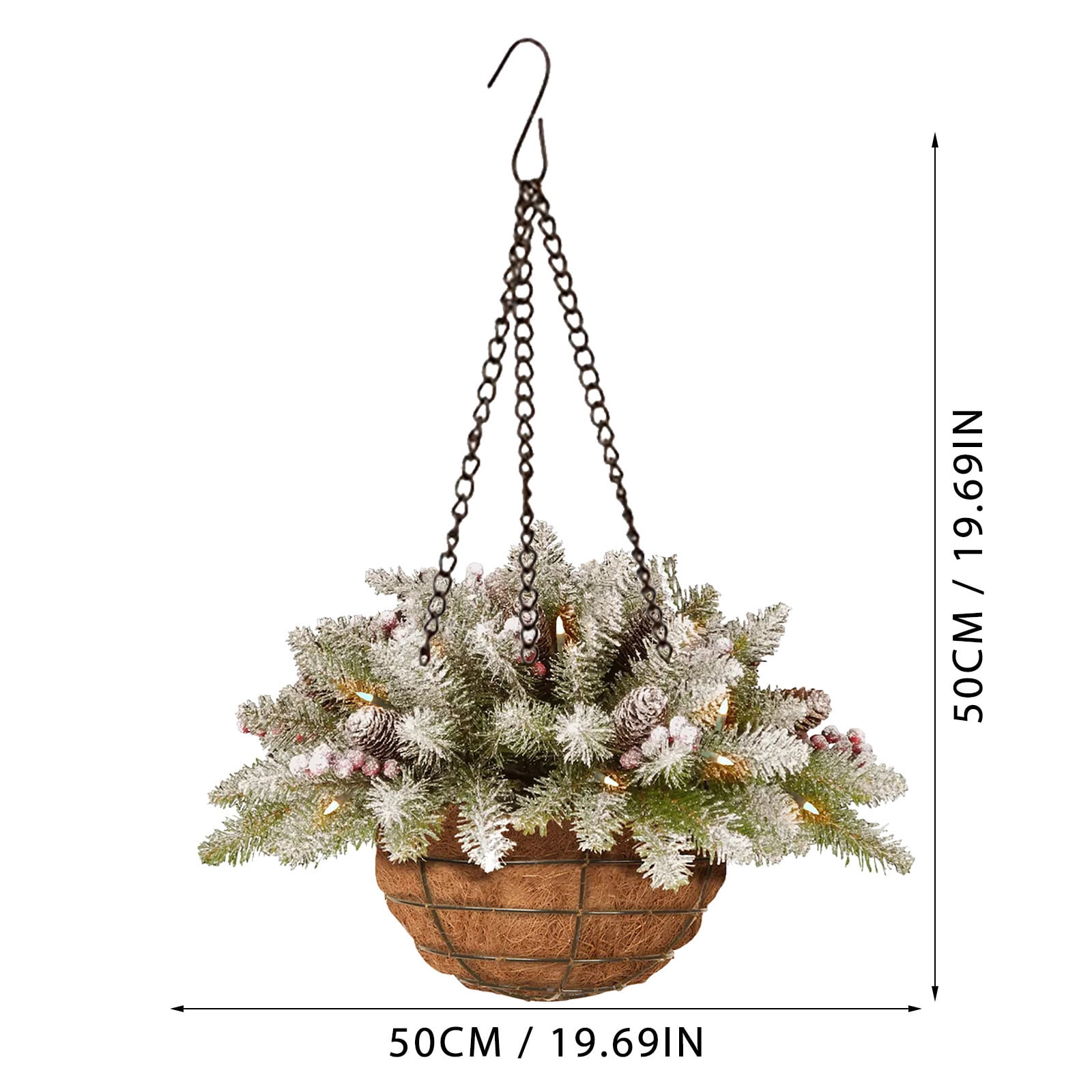 Artificial Christmas Hanging Baskets Metal Hanging Planter Basket with