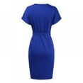 thumbnail image 4 of Basic V Cou Casual Robe à Manches Courtes Ceinturée Robe de Bureau Couleur Unie Parti Mini Robes Slim Robe Moulante Robe, 4 of 9