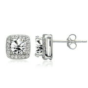 SILVERSPECK Sterling Silver Cubic Zirconia Cushion-Cut Stud Earrings
