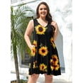 thumbnail image 4 of Vestido de verano BELAROI para mujer, talla grande, cuello en V, color girasol, 4 of 6