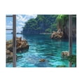 thumbnail image 4 of KLL Tropical Paradise Window View Print Fleece Throw Blanket, Horizontal Fleece Bedding Cute Soft Blankets Comfy Fleece Flannel Plush Home Decor for Couch & Bed -80"x60", 4 of 9