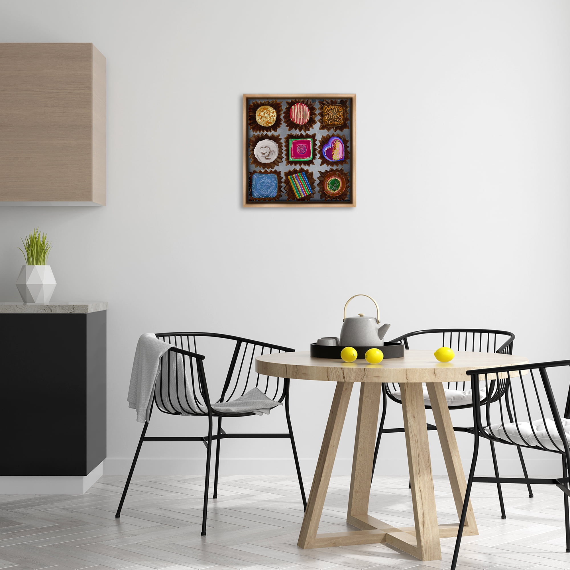 Stupell Industries Mixed Chocolate Pieces Food & Beverage Painting Brown Floater Framed Canvas Art Print Wall Art, 18 x 18