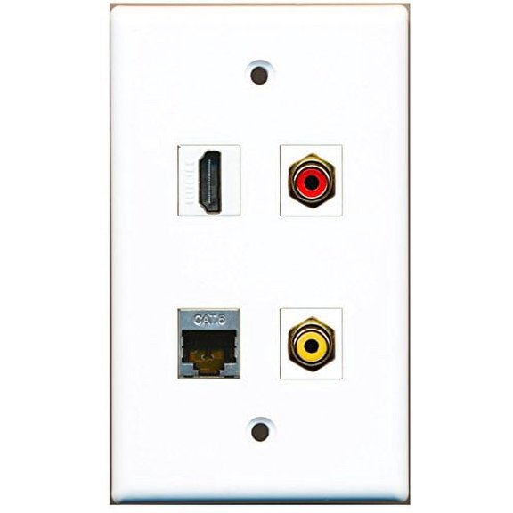 RiteAV - 1 Port HDMI 1 Port RCA Red 1 Port RCA Yellow 1 Port Shielded Cat6 Ethernet Wall Plate