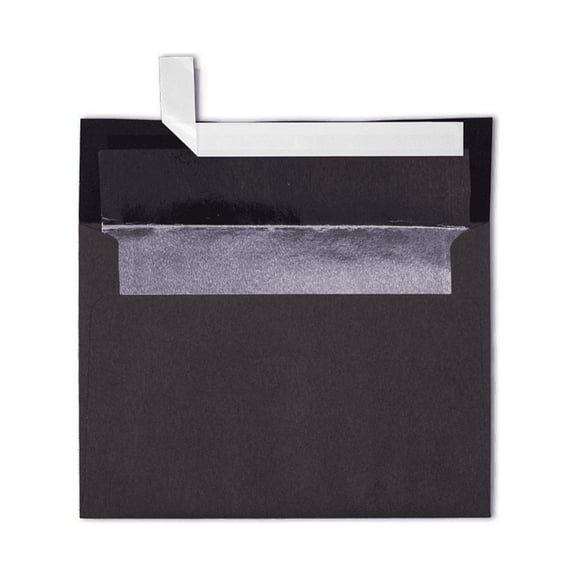 LUXPaper A7 Foil Lined Envelopes, 5 1/4 x 7 1/4, Peel & Press, 80 lb. Black w/ Silver Lining, 50 Pack