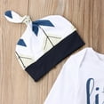 thumbnail image 2 of Faithtur Baby Boy 3PCS Outfit Set Letter Romper Long Arrow Pants Beanie Hat, 2 of 9