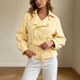 thumbnail image 7 of Enjoytime Cropped Jackets for Women Long Sleeve Notch Lapel Belted Short Trench Coat Fall Fashion Trendy Work Casual Outerwear, 7 of 7