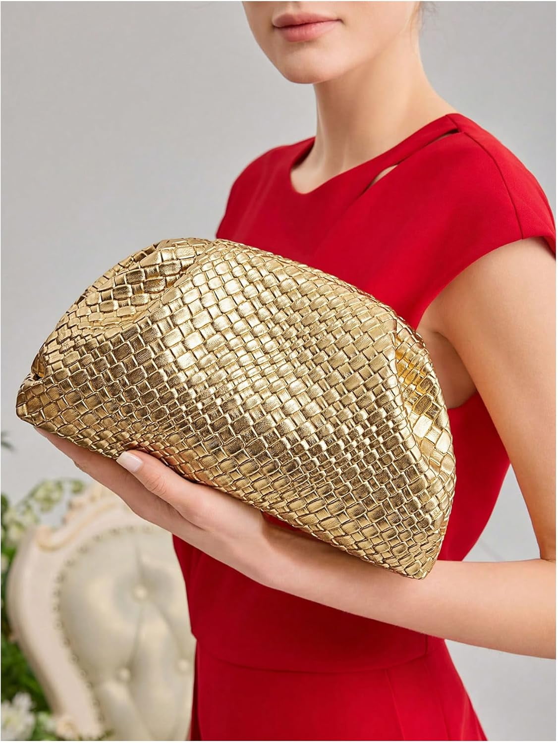 Women's Woven Evening Bag Dumpling Clutch Purse No Strap Handbags — free download