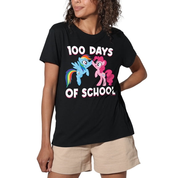 My Little Pony 100 Days of School Women's Loose T-Shirt, Black, Large