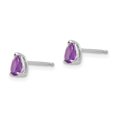 thumbnail image 6 of 14K White Gold 5x3mm Pear Amethyst Stud Earrings, 6 of 7