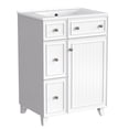 thumbnail image 3 of 24" Bathroom Vanity With Ceramic Sink. Space Saving For Small Bathrooms. 2 Drawers, 1 Door. And Stylish. White Cabinet. . Color, 3 of 6