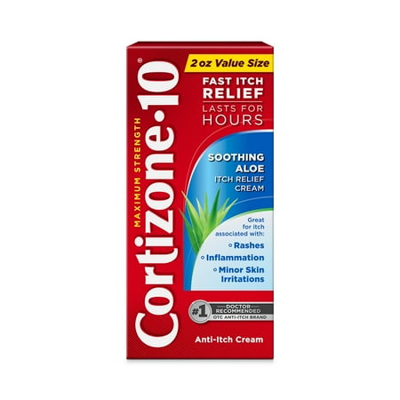 Cortizone-10 Maximum Strength Soothing Aloe Itch Relief Cream, 1% Hydrocortisone, Fast-Acting, Anti-Itch Cream for Bug Bites, Rash, Eczema, Psoriasis, Poison Ivy, Oak, Sumac & More, 2 oz