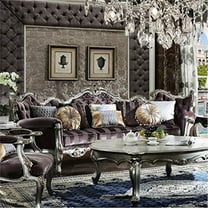 ACME Picardy Sofa with 8 Pillows in Velvet and Antique Platinum