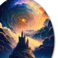 thumbnail image 3 of Designart "Mystical Fantasy Castle Blue I" City Fantasy Round Metal Art, 3 of 5