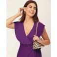 thumbnail image 5 of Moomaya Sleeveless V Neck Wrap Solid Rayon Dress - Women's Stylish Wrap Dress, 5 of 9