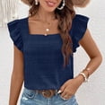 thumbnail image 5 of Mittory Women's Casual Summer Square Neck Tank Tops Sleeveless Ruffle Chiffon Blouses Top Shirts, 5 of 6