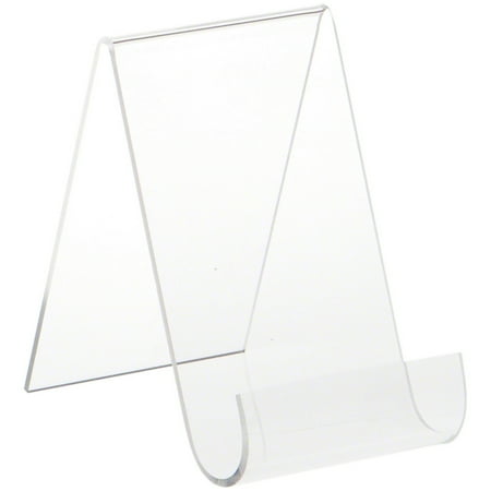 Plymor Clear Acrylic Flat Back Display Easel with Rounded Front, 5.5" H x 3.5" W x 5.5" D