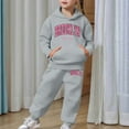 thumbnail image 7 of CUZIBR Girls Outfits Sweatsuit Letter Print Solid Thick Warm Hoodie Sweatshirt Tops And Trousers Tracksuit Fall Winter Clothing For Girls,Grey,4-5 Years, 7 of 7