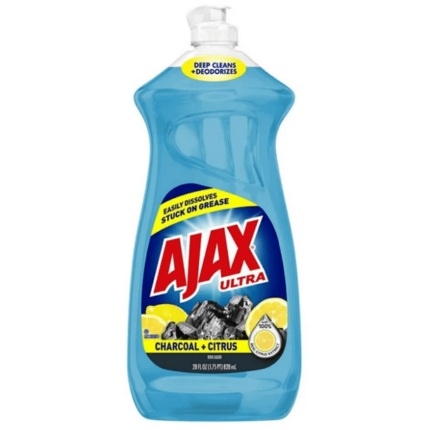 Ajax Ultra Dishwashing Liquid Dish Soap, Charcoal + Citrus Scent - 28