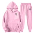 thumbnail image 4 of Sweatsuits for Men Set 2 Piece Letter Graphic Hoodie Sweatshirt and Drawstring Sweatpants Sets Casual Solid Fall Winter Long Sleeve Pullover Suit with Pocket Pink M, 4 of 5