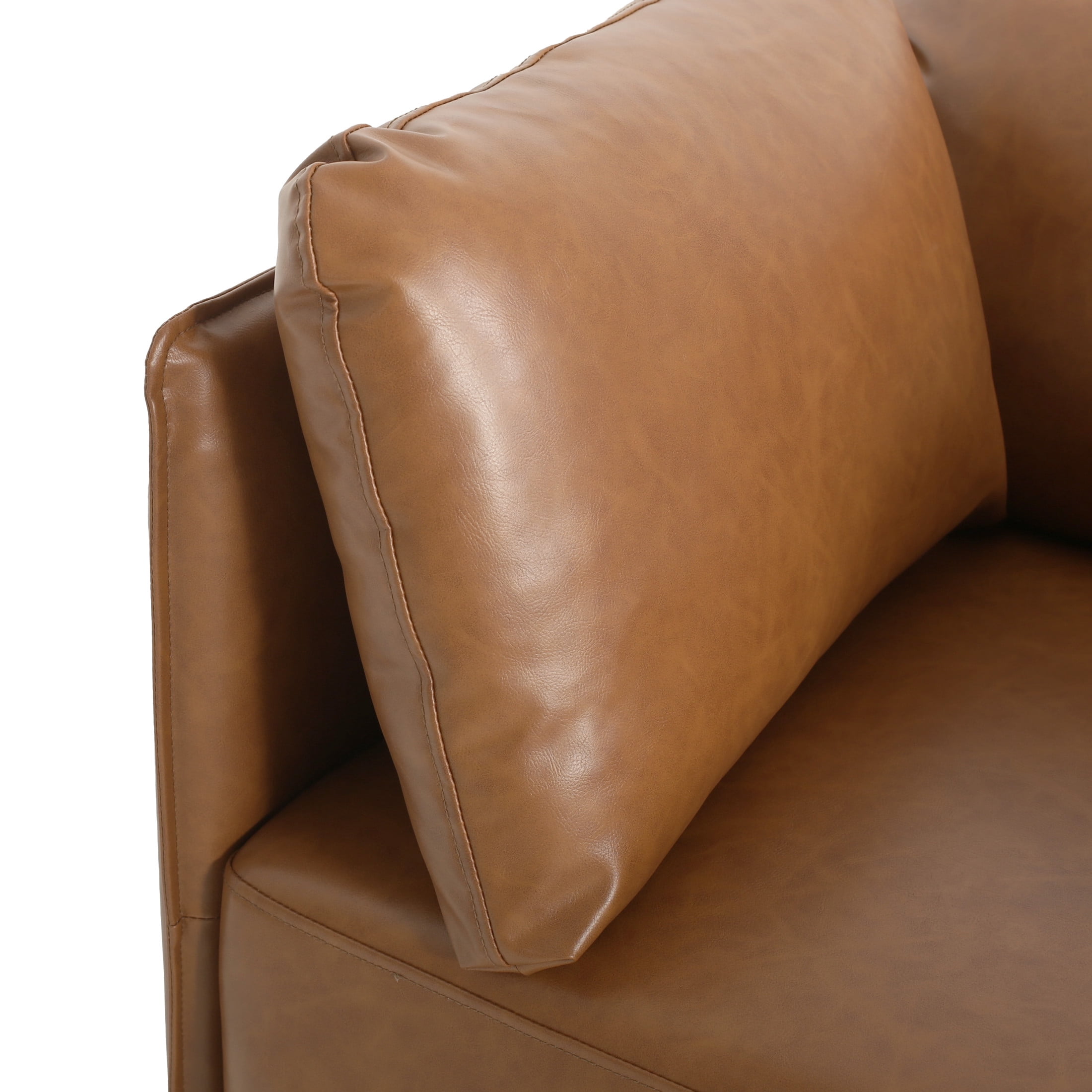 Noble House Cozy Seating Faux Leather Lounge Chair Vintage Chair with Steel Leg for Living Room, Brown