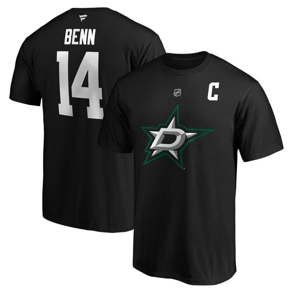 Men's Fanatics Jamie Benn Black Dallas Stars Authentic Stack Name & Number T-Shirt