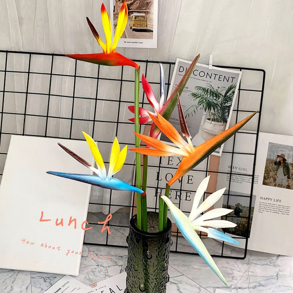 MODANU 20Pcs Bird of Paradise Greenery Plants, 22" Artificial Flowers Large Elegant Flowers Faux Flowers Bouquet Suitable for DIY Home Decor Party Theme Display (Yellow)
